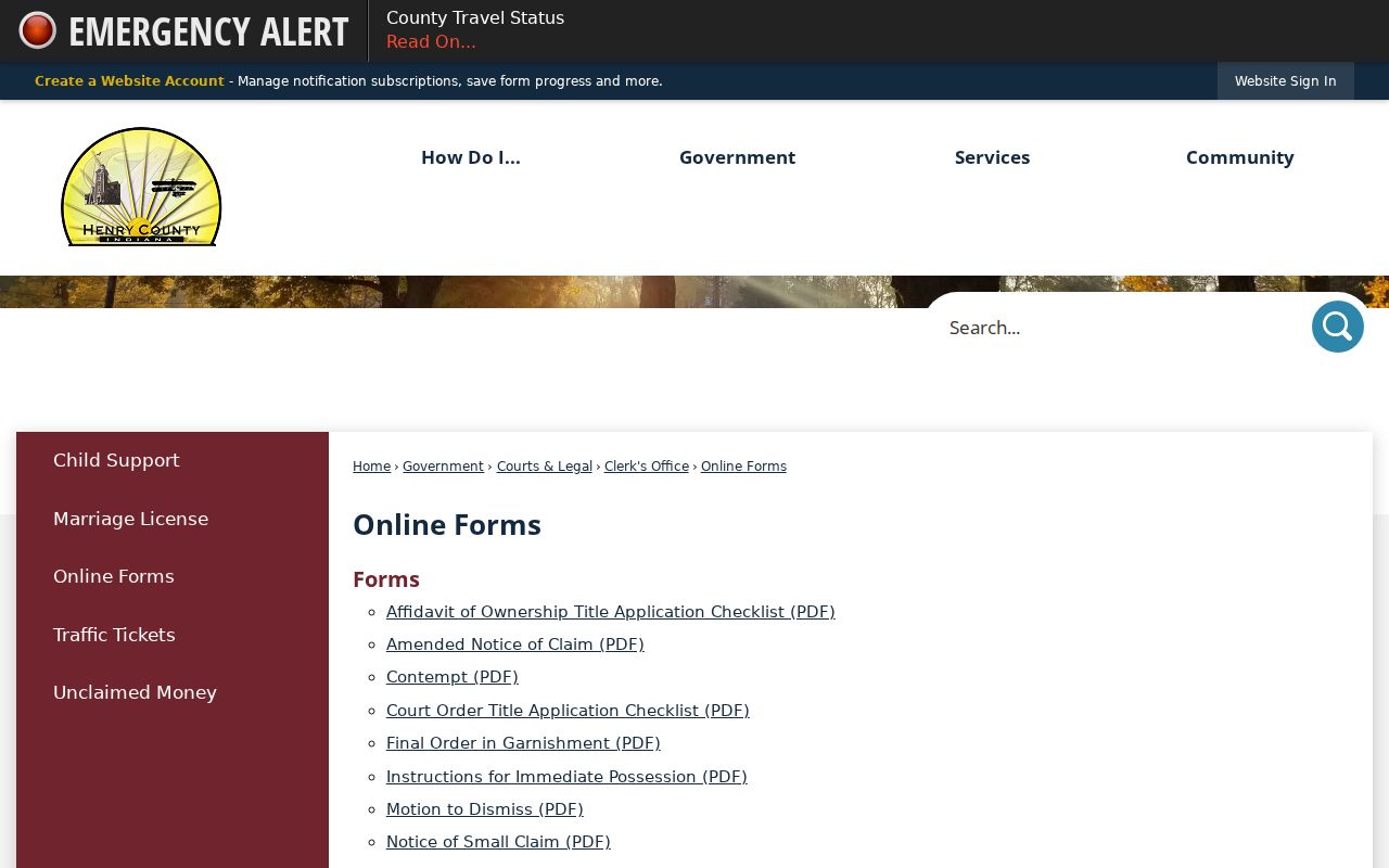 Henry County online forms for civil court matters