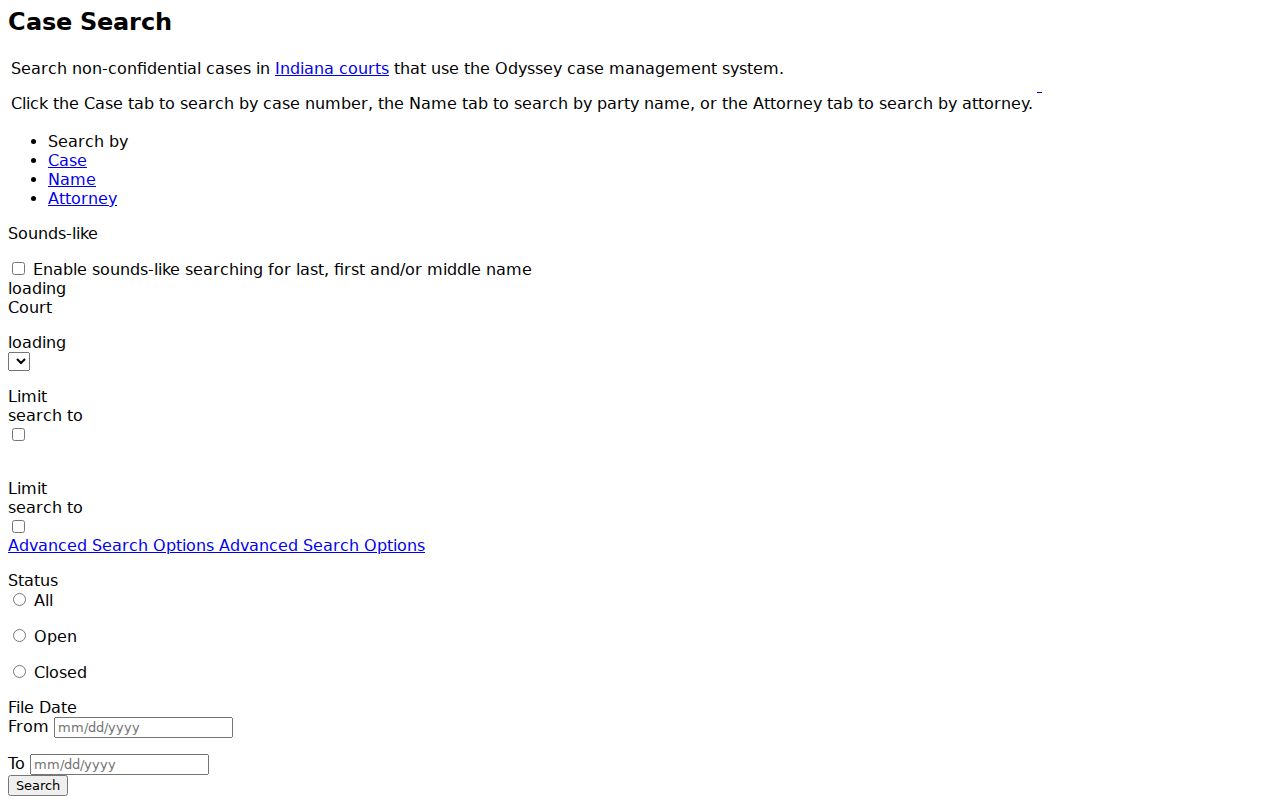 MyCase public search interface for Henry County dockets