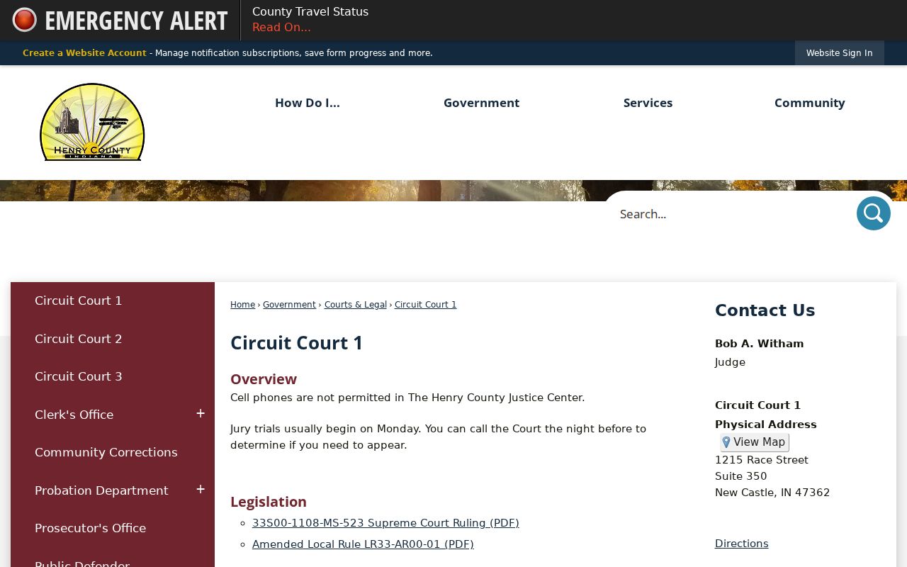 Henry County Circuit Court 1 official office page