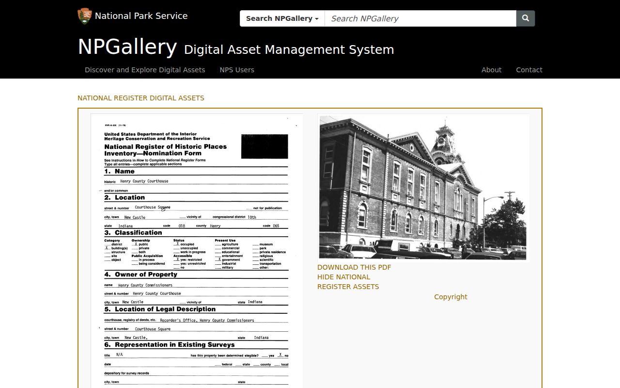 Historic Henry County Courthouse official record