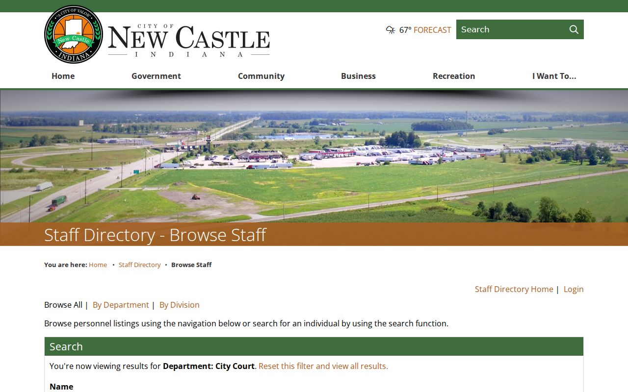 New Castle City Court staff record directory