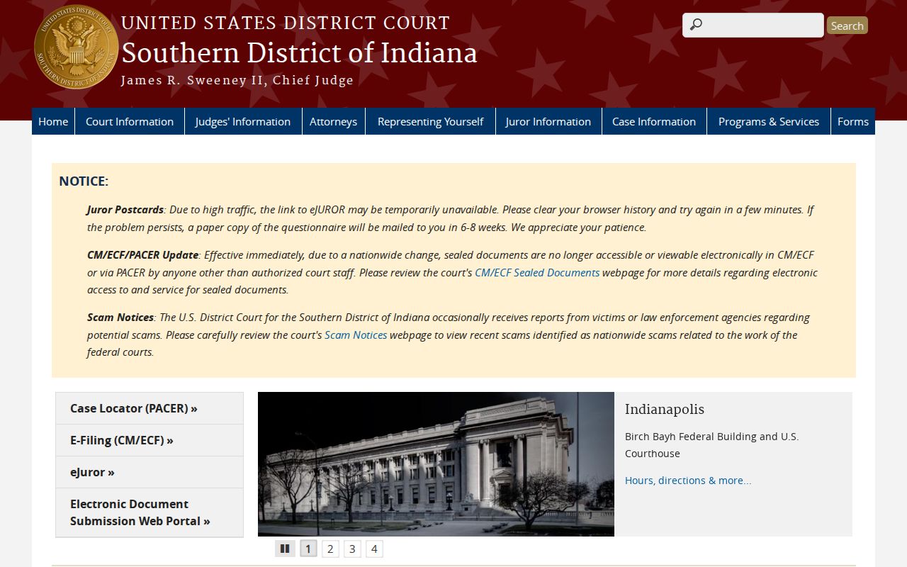 Southern District of Indiana source for Shirley federal court records
