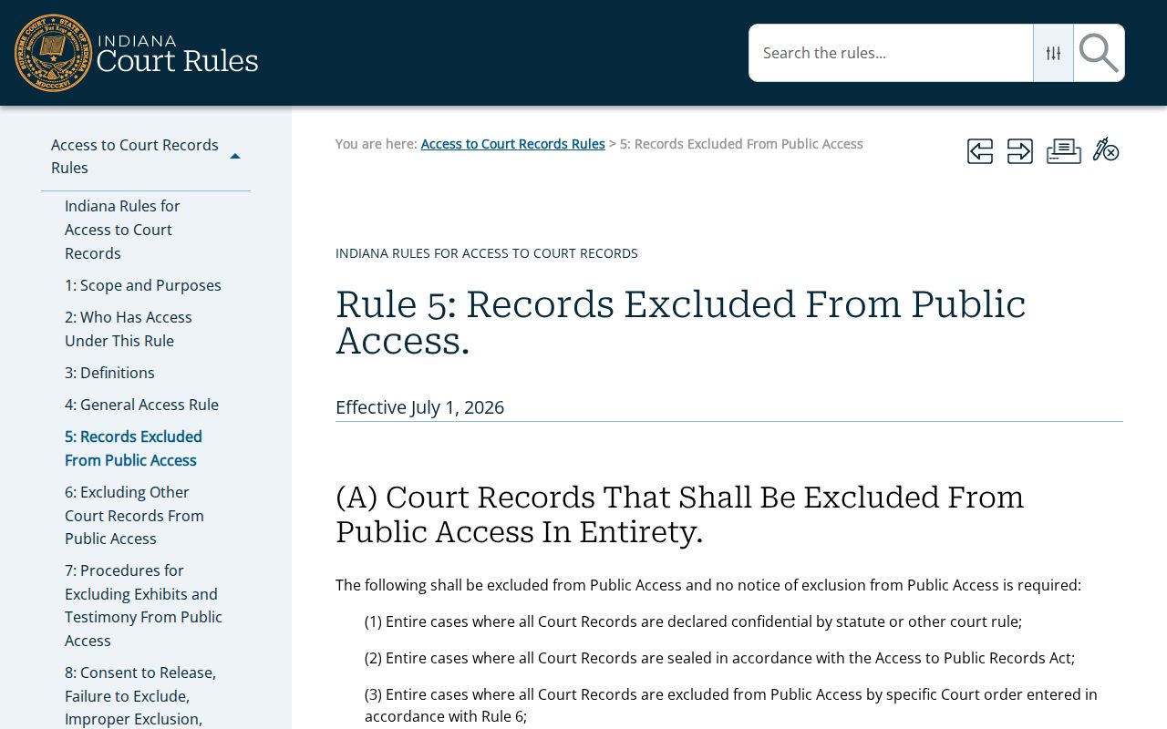 Spiceland court records excluded access rule