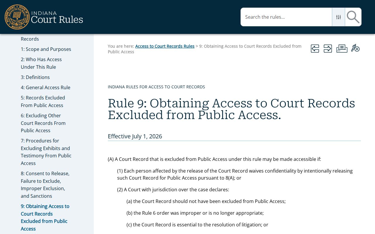 Spiceland court records Rule 9 procedure